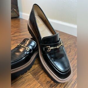 Sam Edelman Black Loafers with Gold Accent